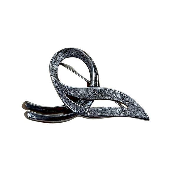 Sterling Silver Abstract Brooch, Vintage 1960s Pin, Silver Pin - Picture 1 of 7